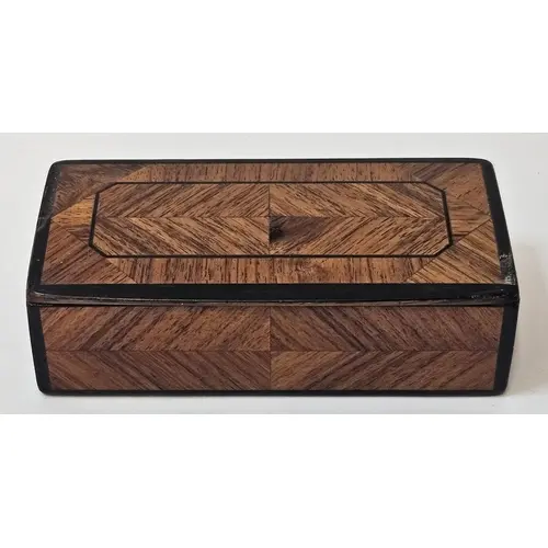 Antique Parquetry Snuff/Tobacco Box approx. 9cm W (A/f to to...