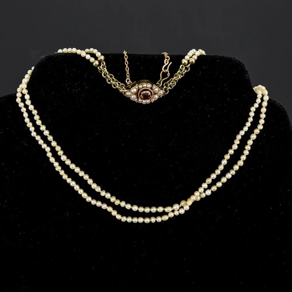 High-quality, vintage, 2-strand pearl necklace.