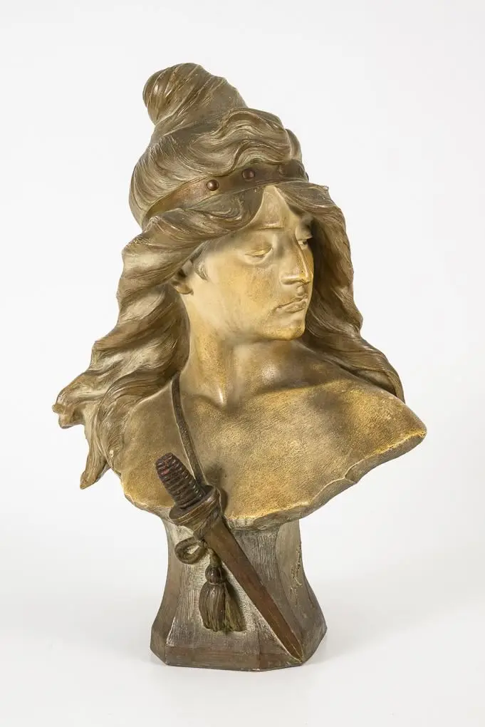 Art Nouveau bust of an Amazon.