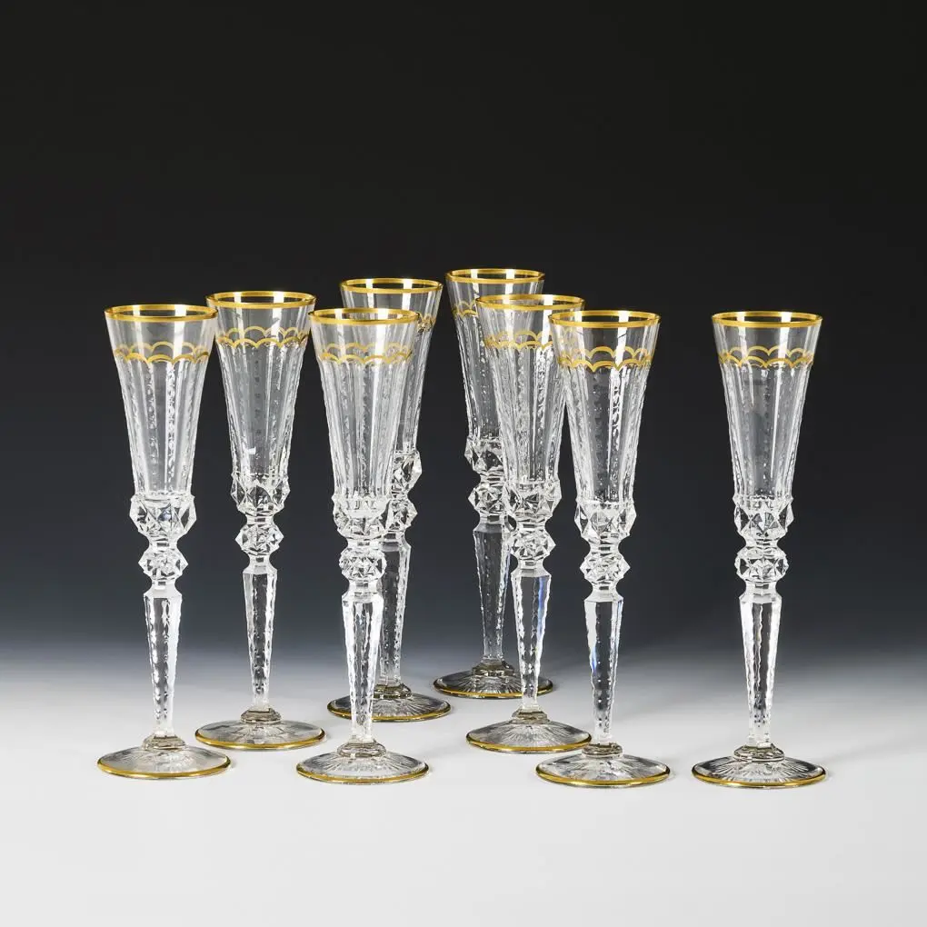 8 "Excellence" champagne glasses. St. Louis.