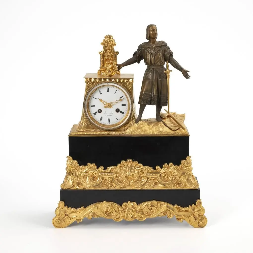 Clock with a knight figure. Rouilly & Hooker, Paris.