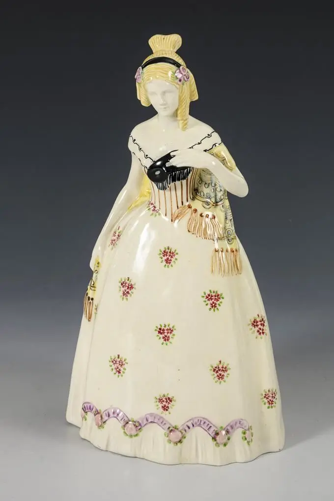 Biedermeier Lady with a Carnival Mask. Vienna Art Ceramics Workshop