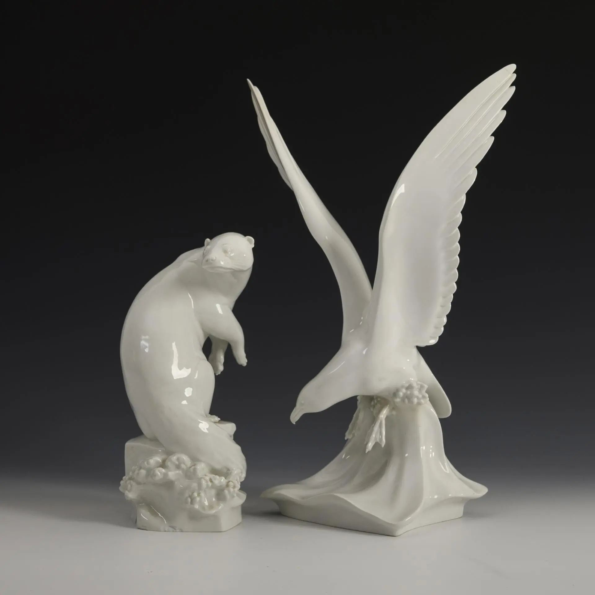 Fish otter and seagull. Meissen.