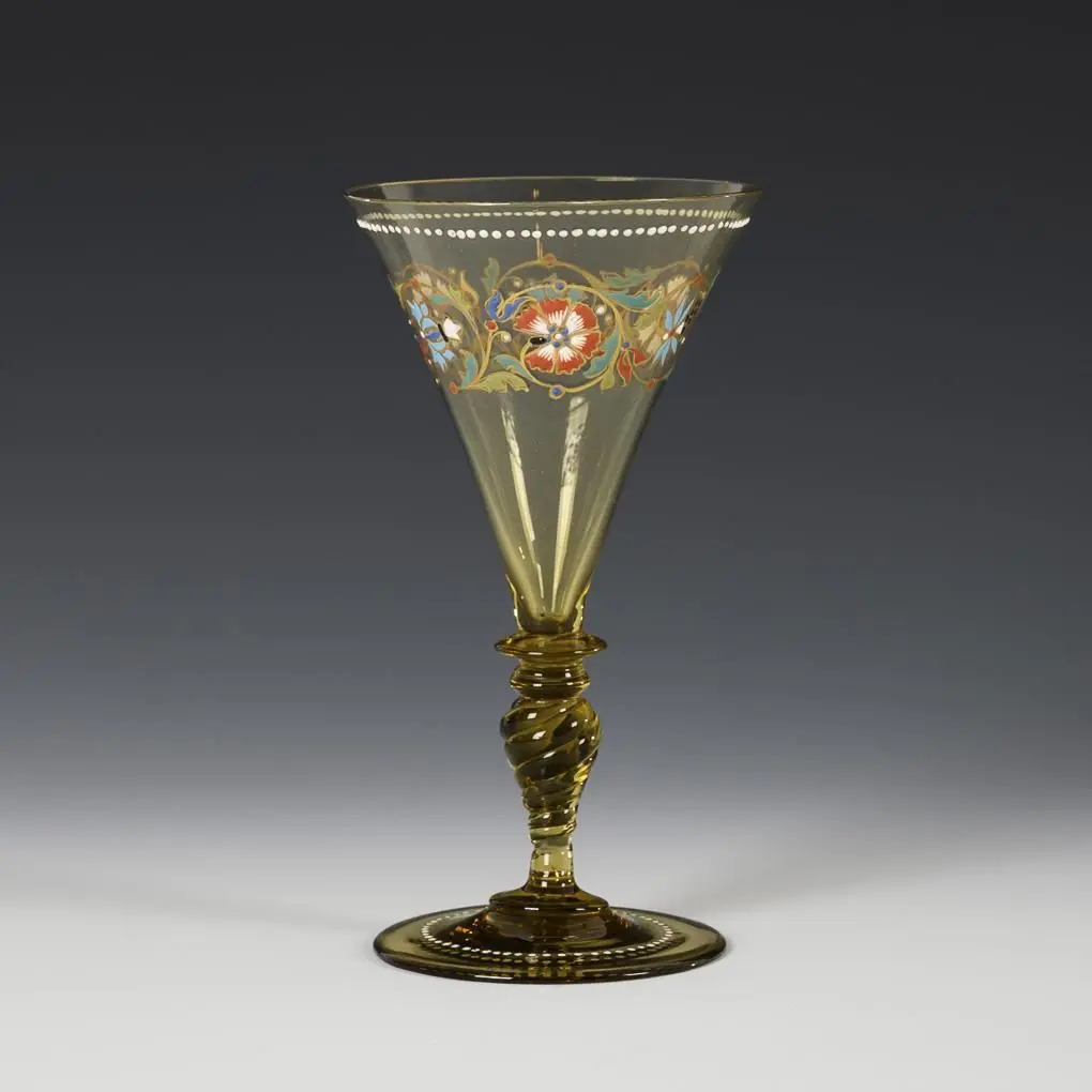 Rare goblet with enamel decoration. Theresienthal.