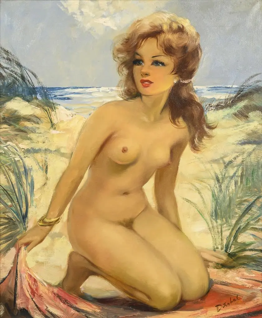 Kneeling Female Nude on the Beach