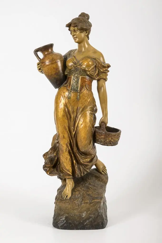 Art Nouveau water carrier with amphora and basket. Vienna-based manufacturer