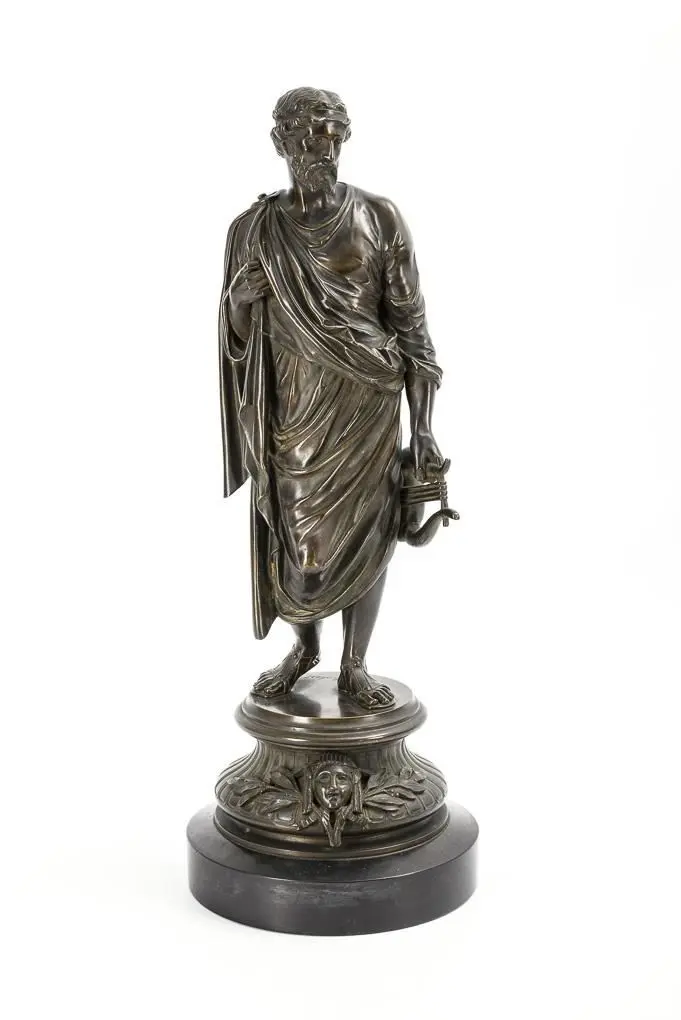 AUBERT, AUBERT, AUBERT, Bronze figure of a musician in an antique