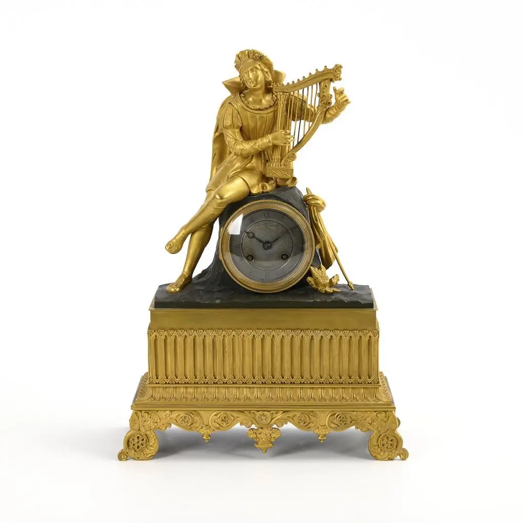 Historicist pendulum clock with singing figure. Honoré Pons, Paris.