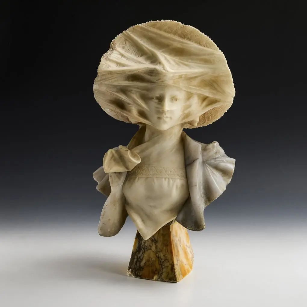 POCHINI, G, POCHINI, G, POCHINI, G, Art Nouveau bust of a girl with