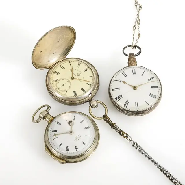 3 antique spindle pocket watches.