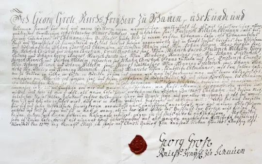Grote - Erblehnsurkunde 1758