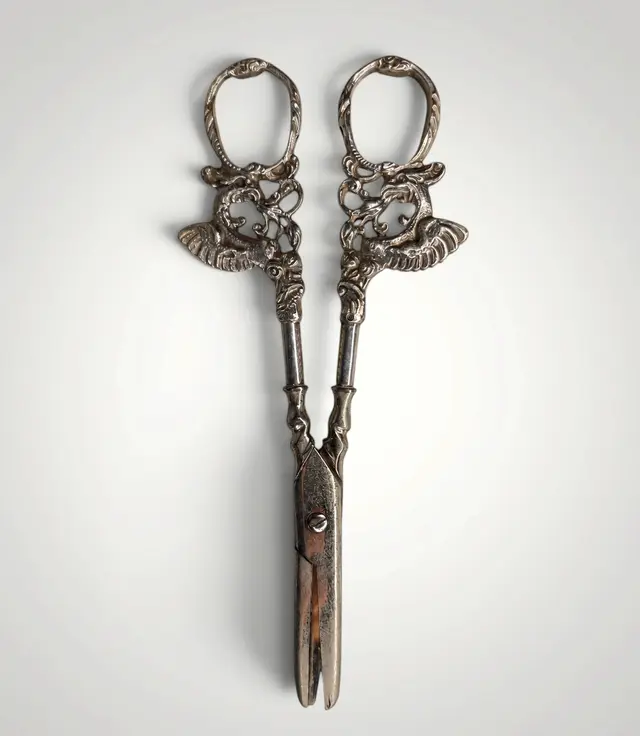 Antique Victorian Scissors with silver handles