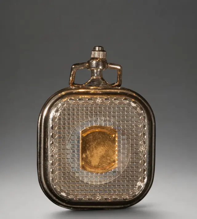 Rectangular case pocket watch with geometric decoration