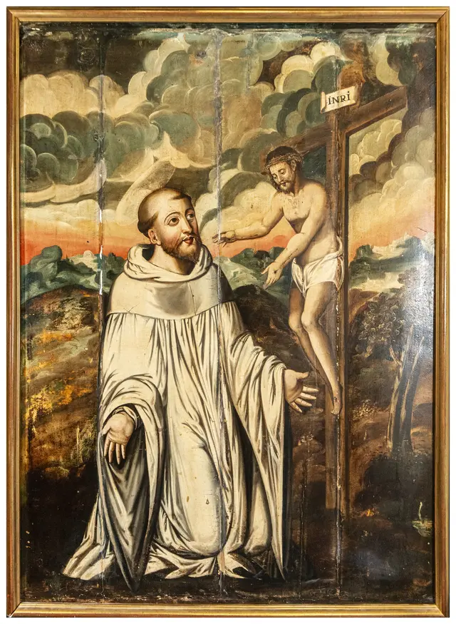 Saint Bernard of Clairvaux before Christ. 16th Century Hispano-Flemish School