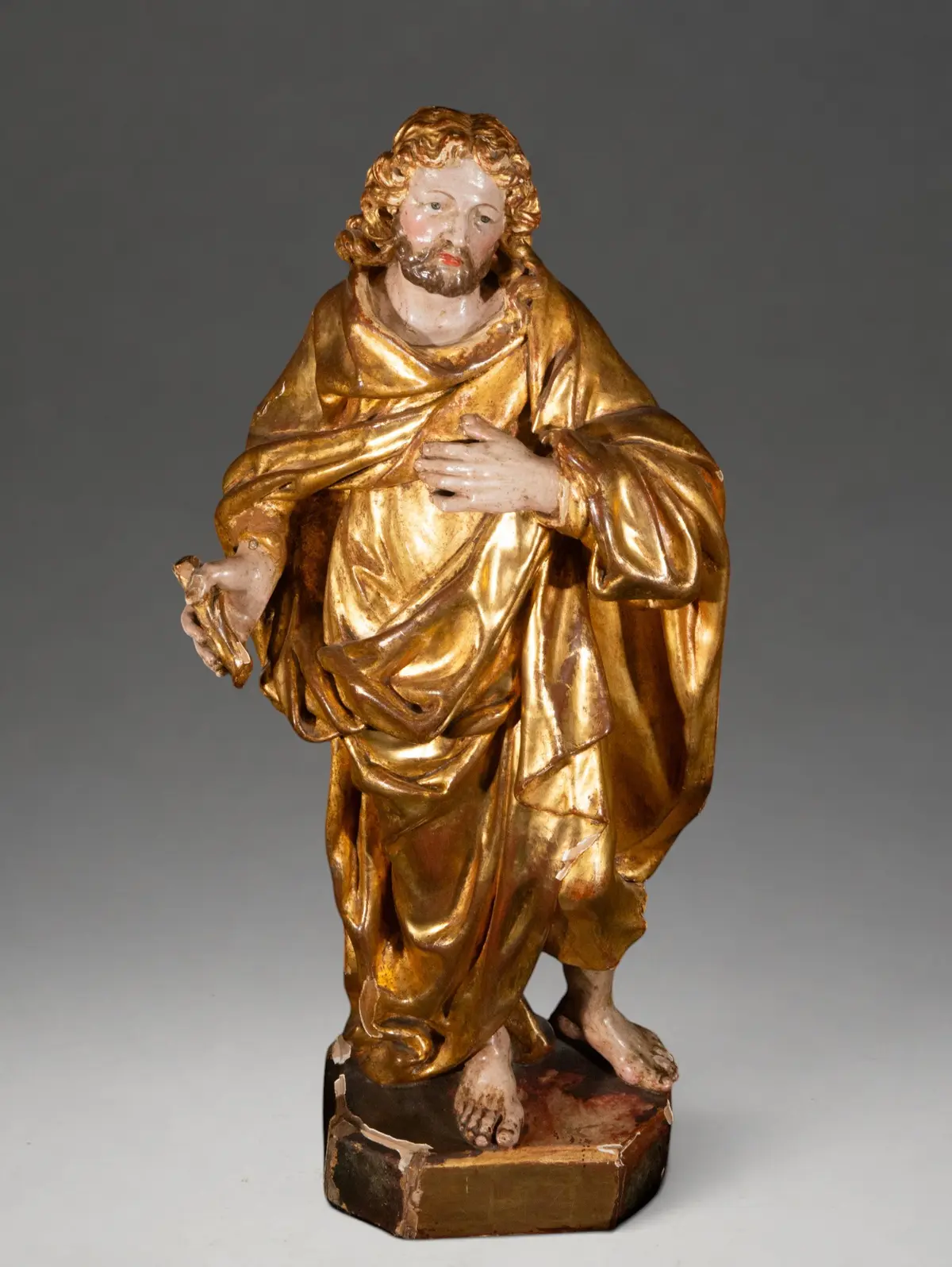Sculpture of a saint in gilded and polychrome wood – Spanish School