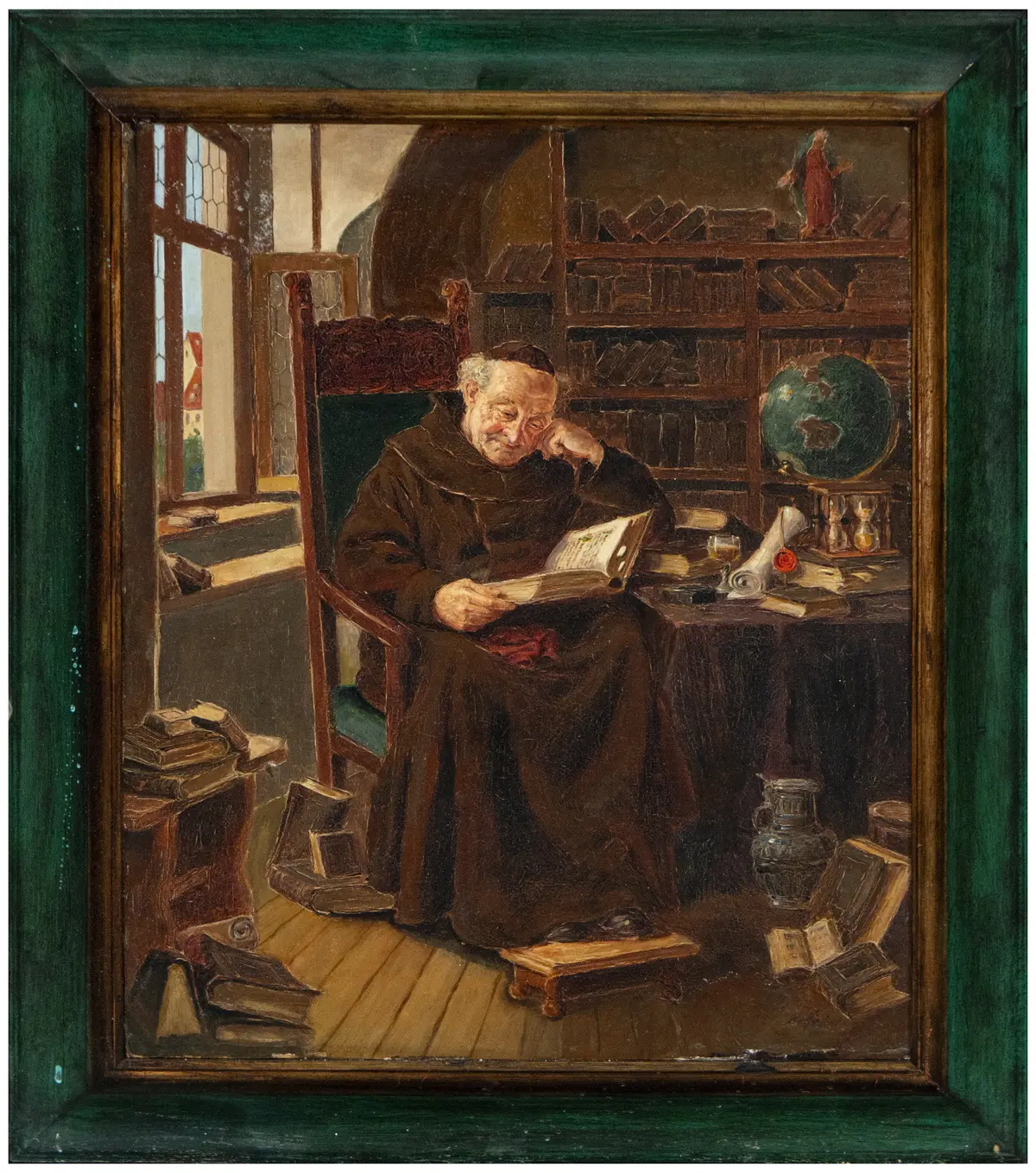 Cleric reading in his office – Spanish school – 19th century