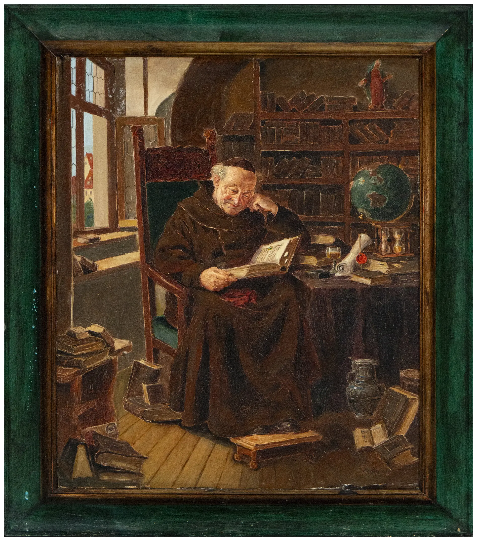 Cleric reading in his office – Spanish school – 19th century