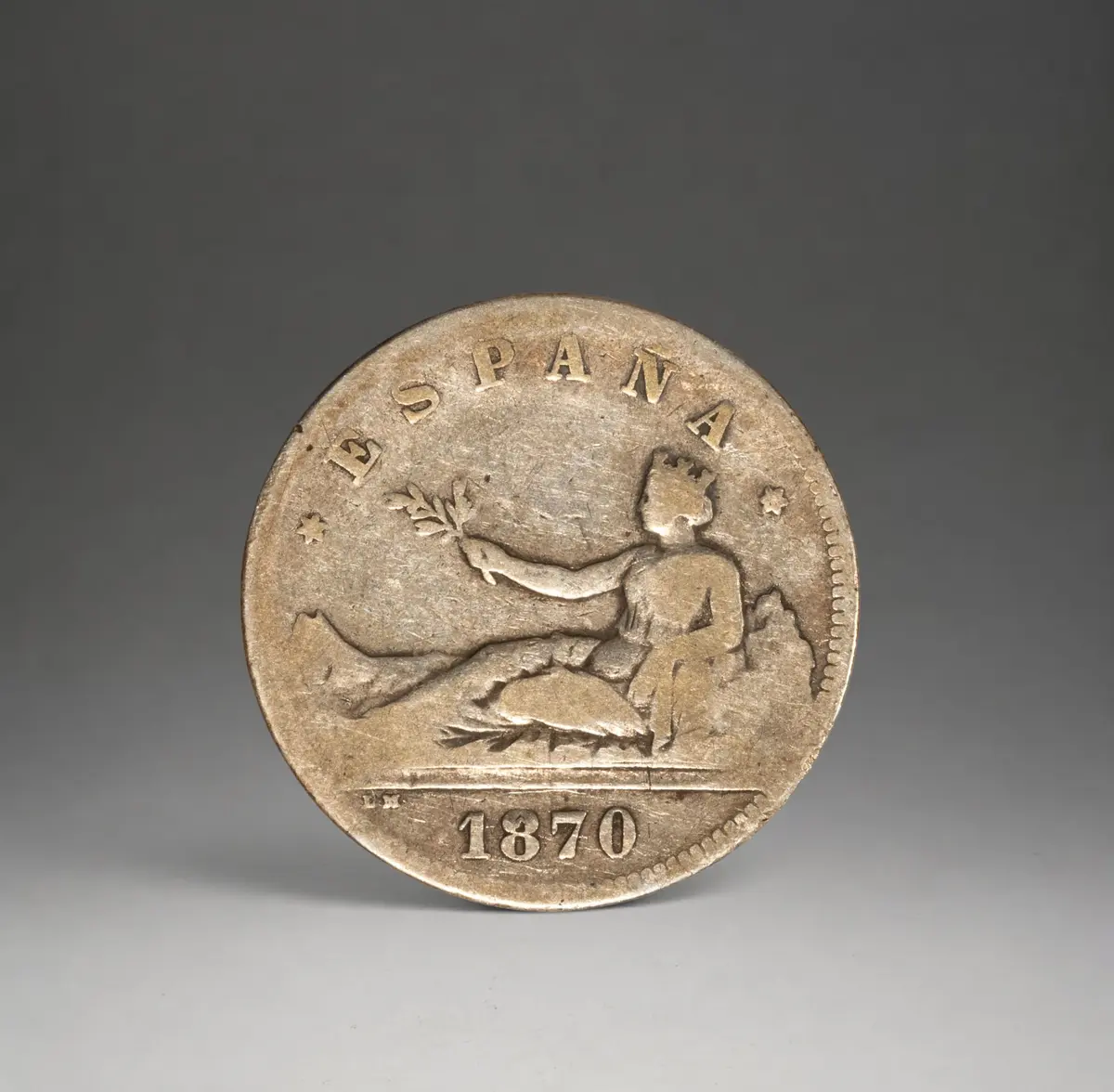 SILVER - COINS - 2 PESETAS SILVER REPUBLIC 1870