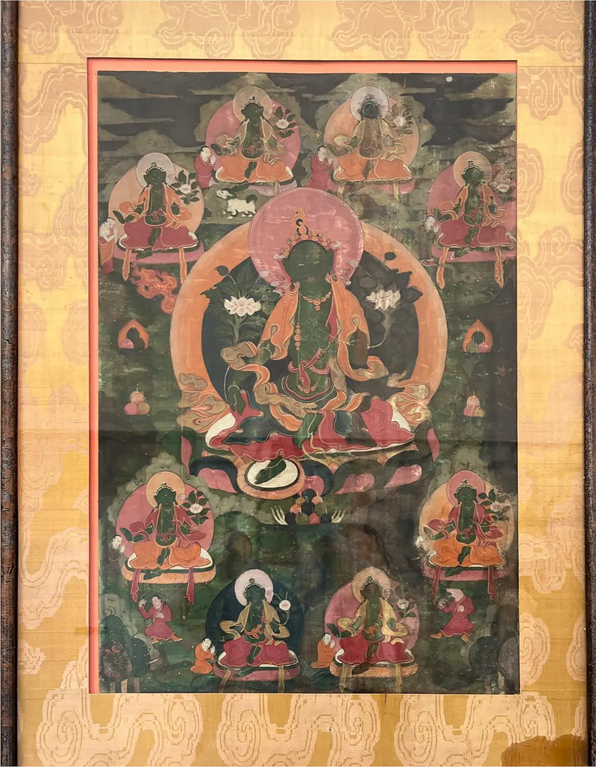 Antique Buddhist tanka "Syamatara" painted on cloth, Tibet, 18th century