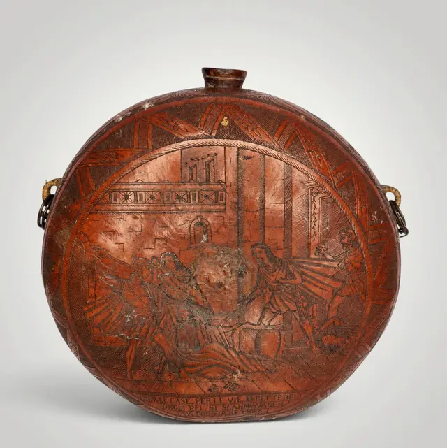 Rare Carved italian Calabass carved in the Renaissance Style, 19th C