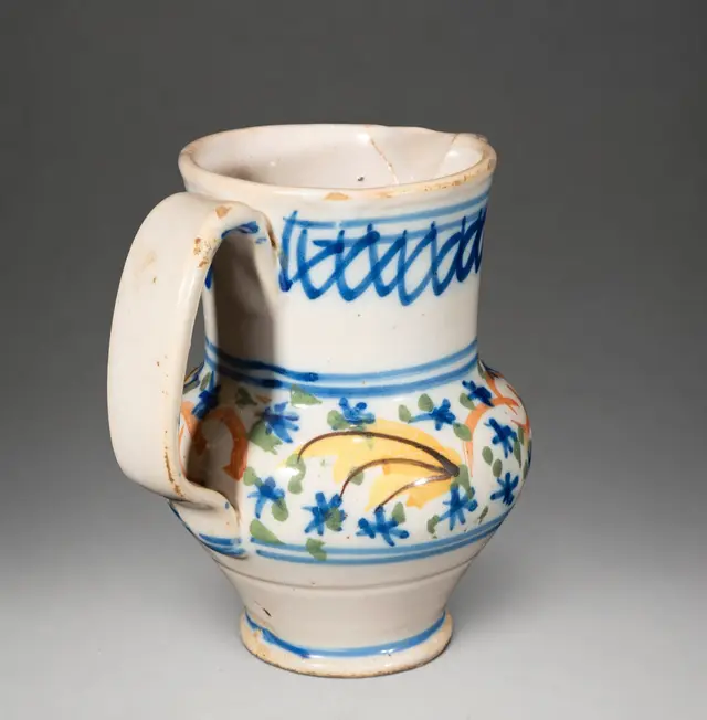 MANISES CERAMICS - Jug with polychrome floral and geometric decoration