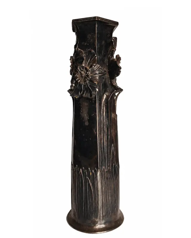 Large Art Nouveau gilt pewter vase, attributed to Friedrich Adlerlate