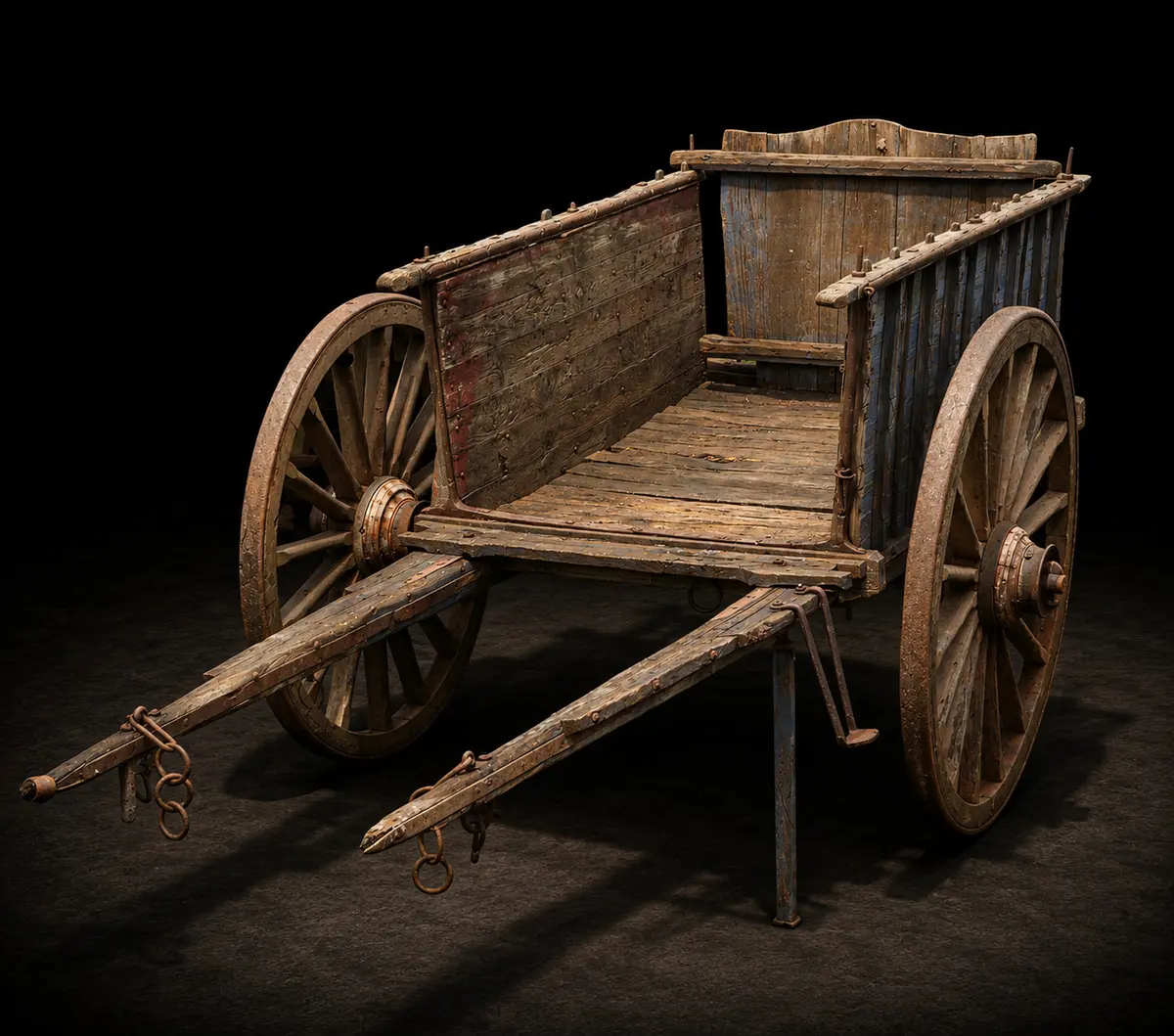 Antique Castilian farming cart, Spanish Popular School, 19th century