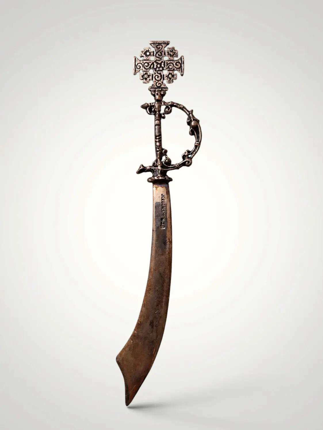 Antique Jerusalem Crusader 900 silver Letter Opener with a Jerusalem cross