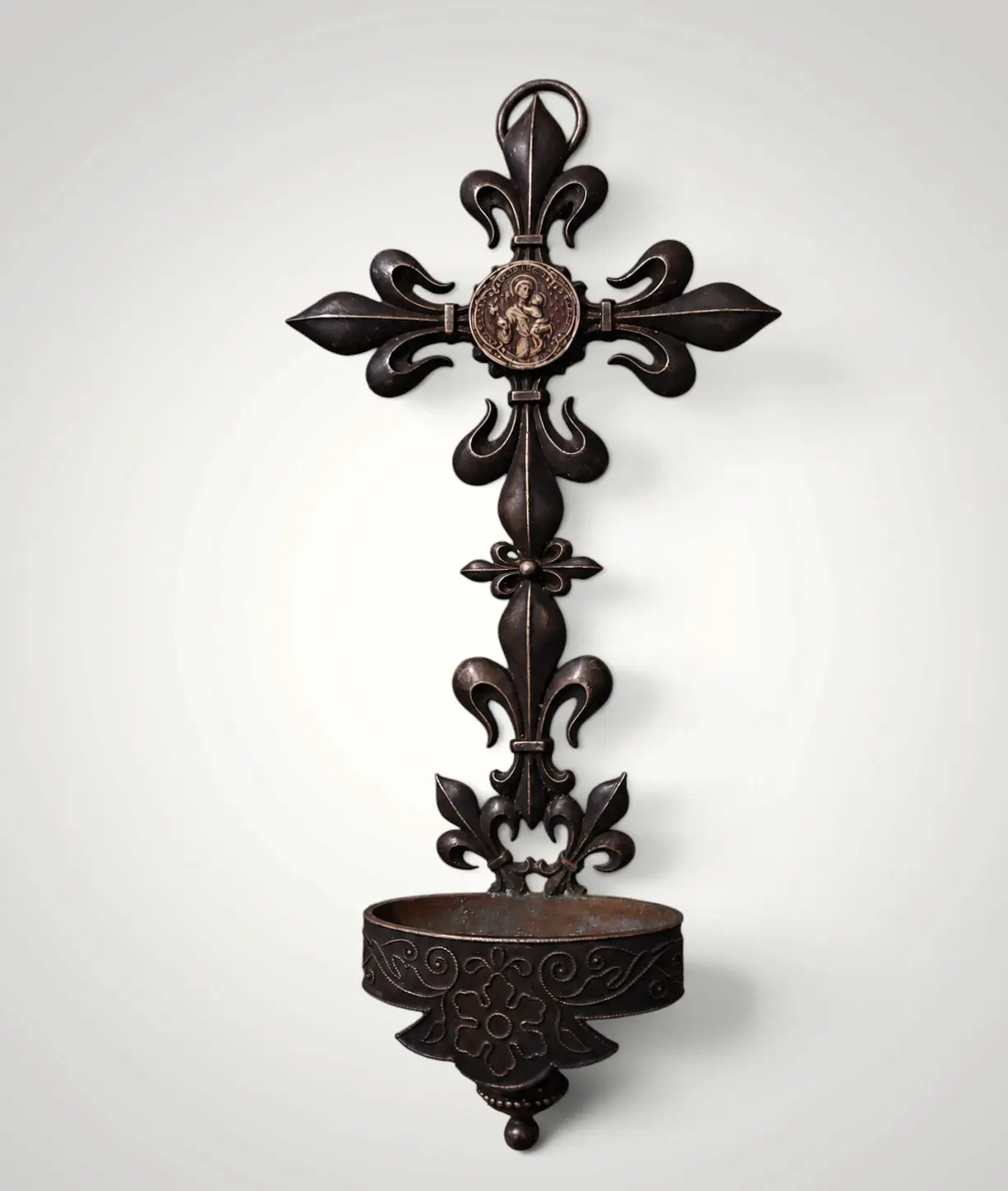 Art Nouveau wall-mounted holy water font - France, 1900/1920