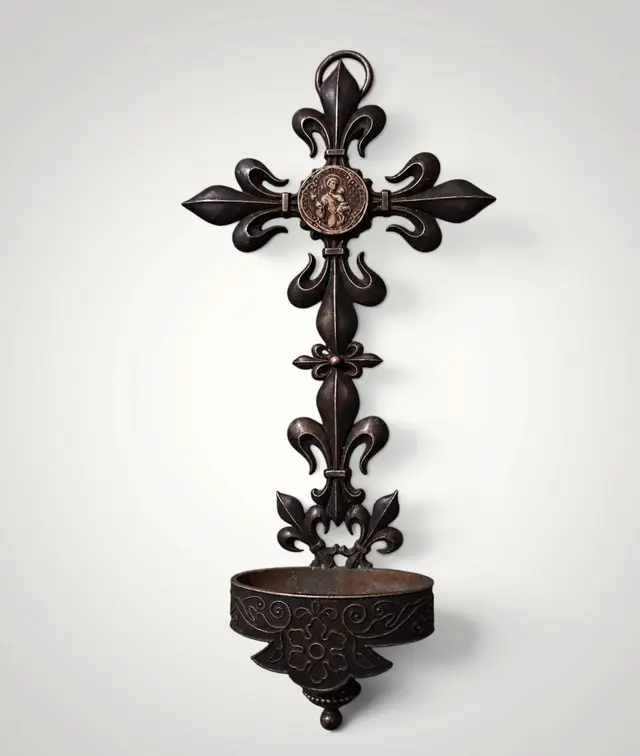 Art Nouveau wall-mounted holy water font - France, 1900/1920