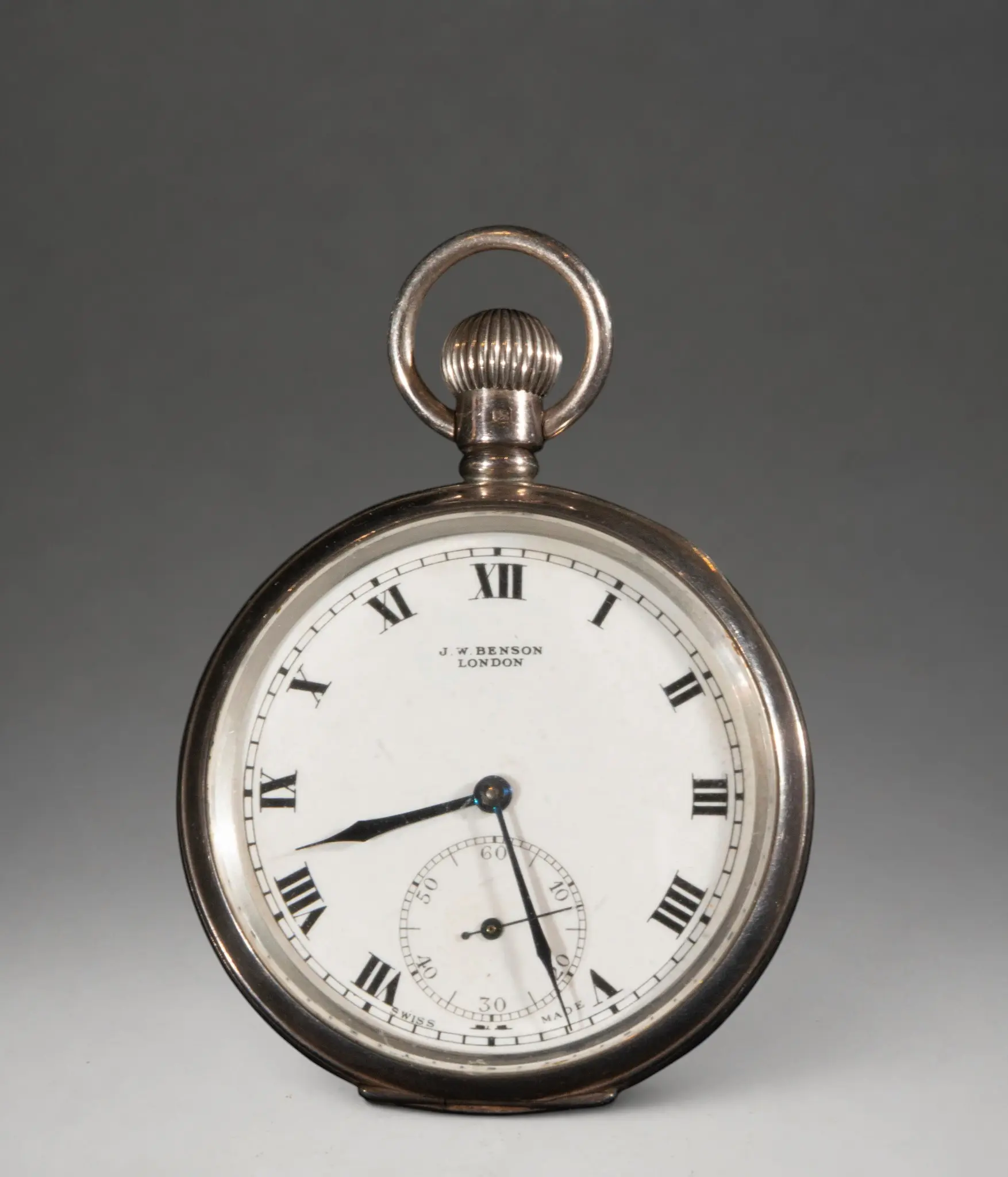JW Benson pocket watch with white dial
