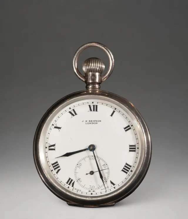 JW Benson pocket watch with white dial