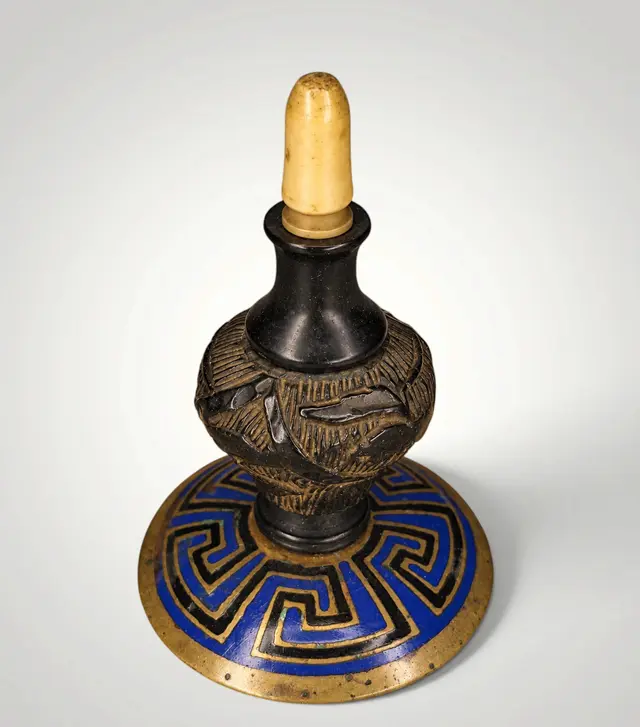Art Deco Perfume bottle made of enameled brass 1930's