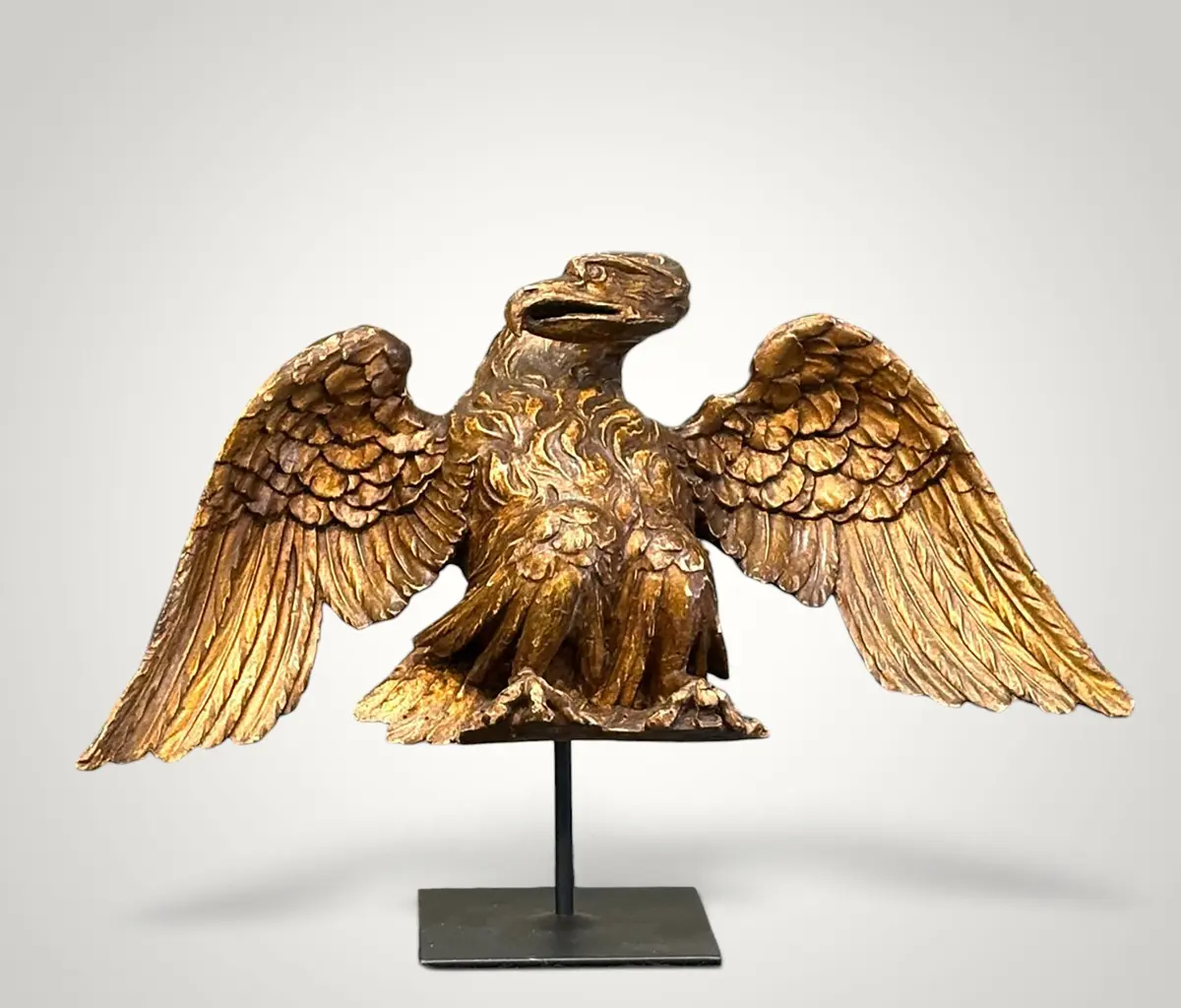 Gilded wooden eagle finial sculpture, Italy, 17th century