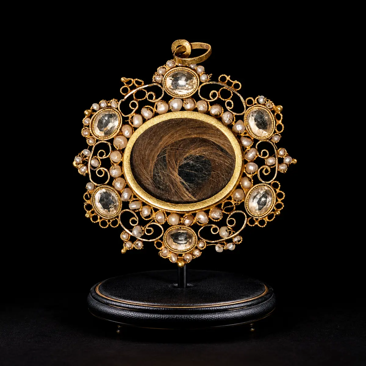 Rare and Fine Spanish or Italian 18th Century Natural Hair and 18k