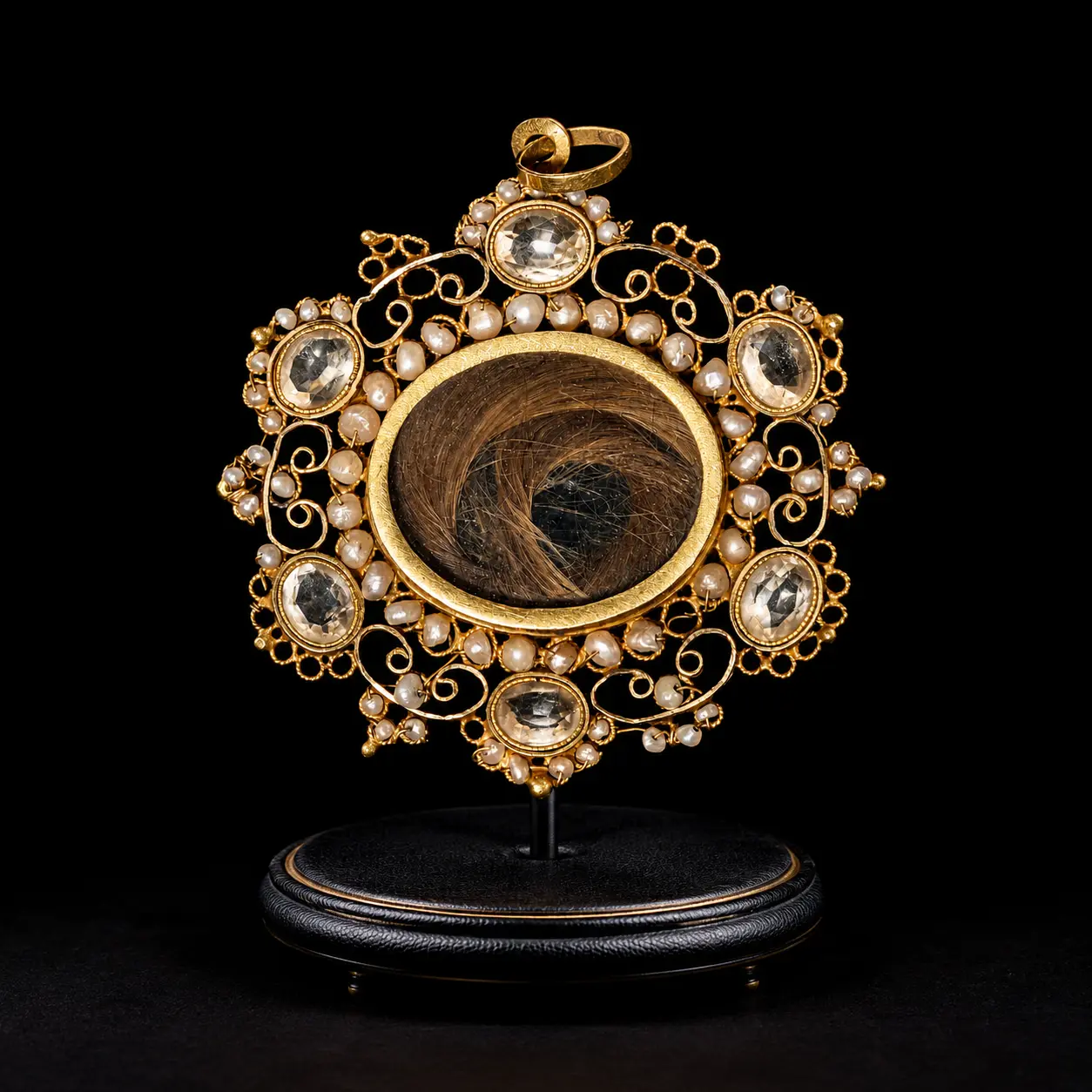 Rare and Fine Spanish or Italian 18th Century Natural Hair and 18k