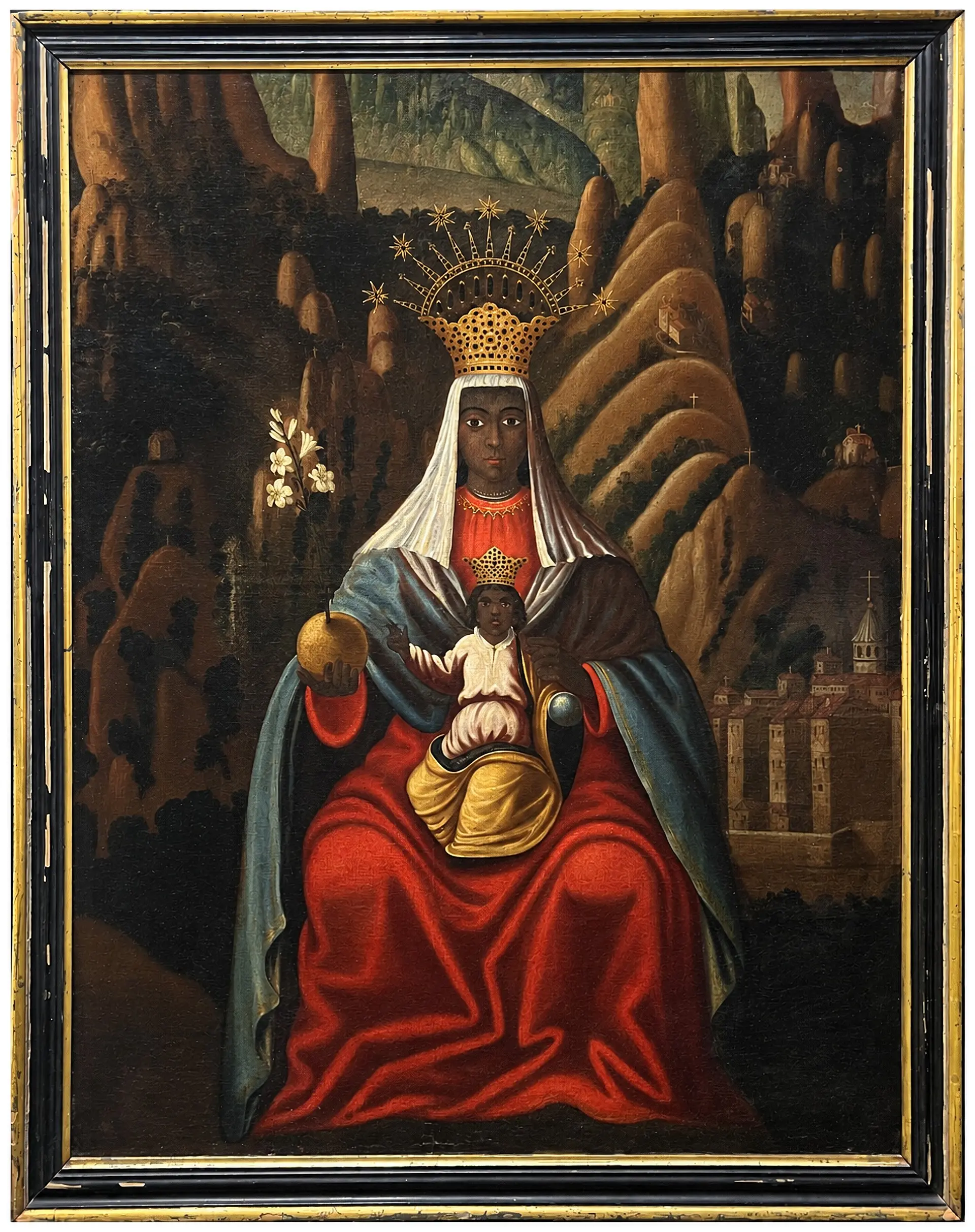 Large Virgin of Montserrat colonial - Cuba or Puerto Rico, 18th century