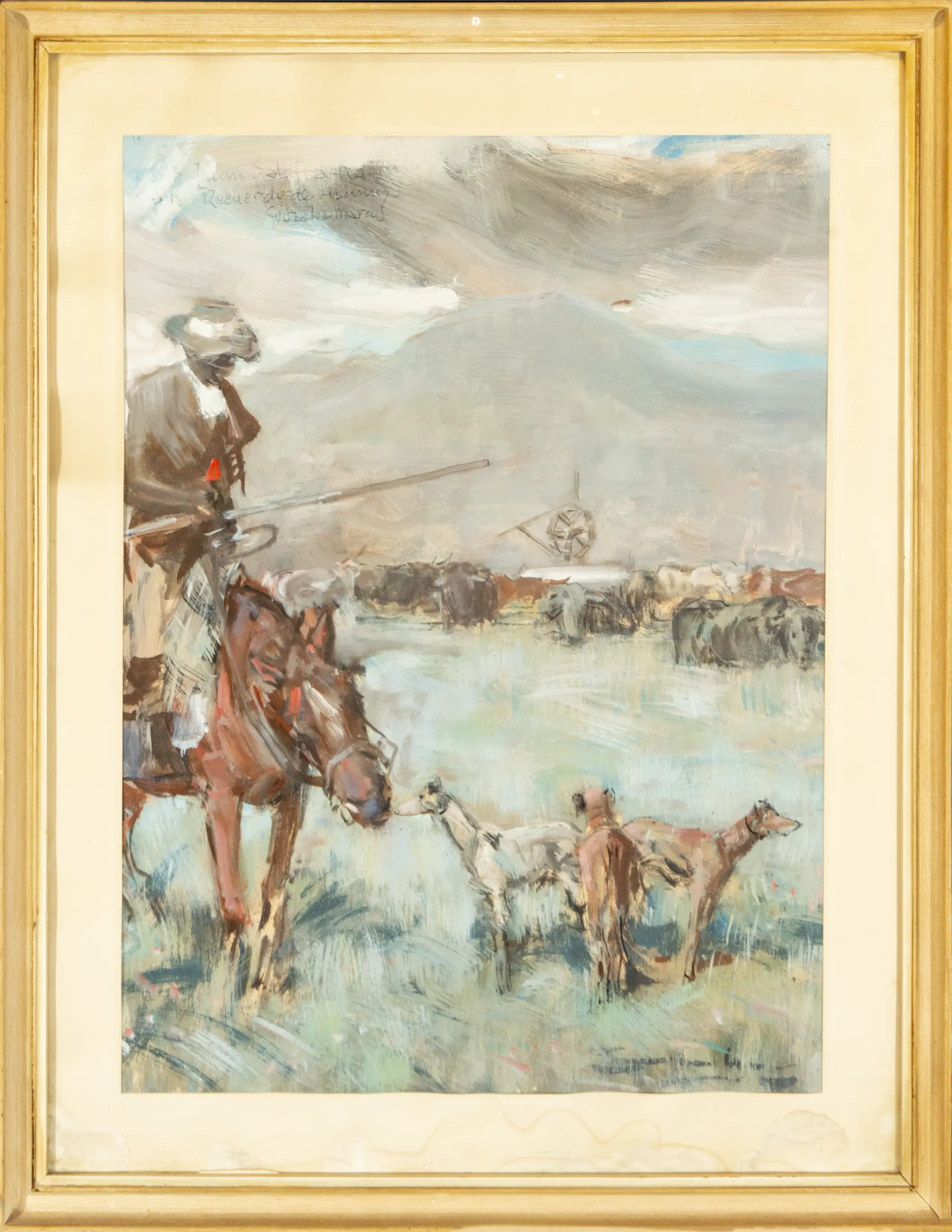 Horseman and cattle in a rural landscape, GONZALEZ MARCOS – Spanish
