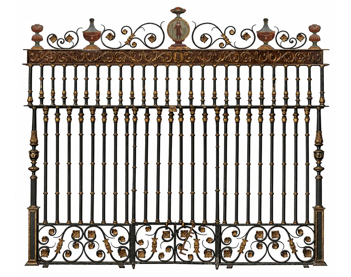 Monumental Spanish Renaissance palace gate with medallion of a Jacobean