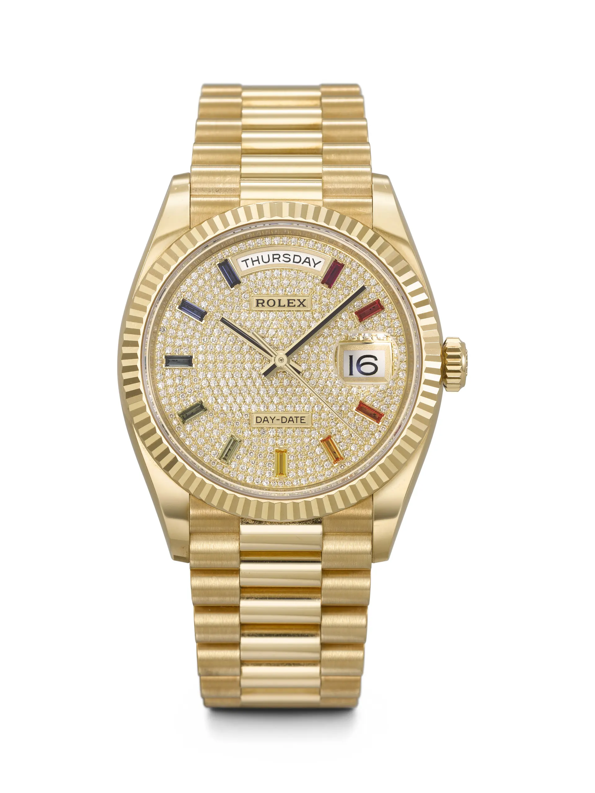 Rolex. A Dazzling 18K Gold, Diamond and Multi-Colored Sapphire-Set