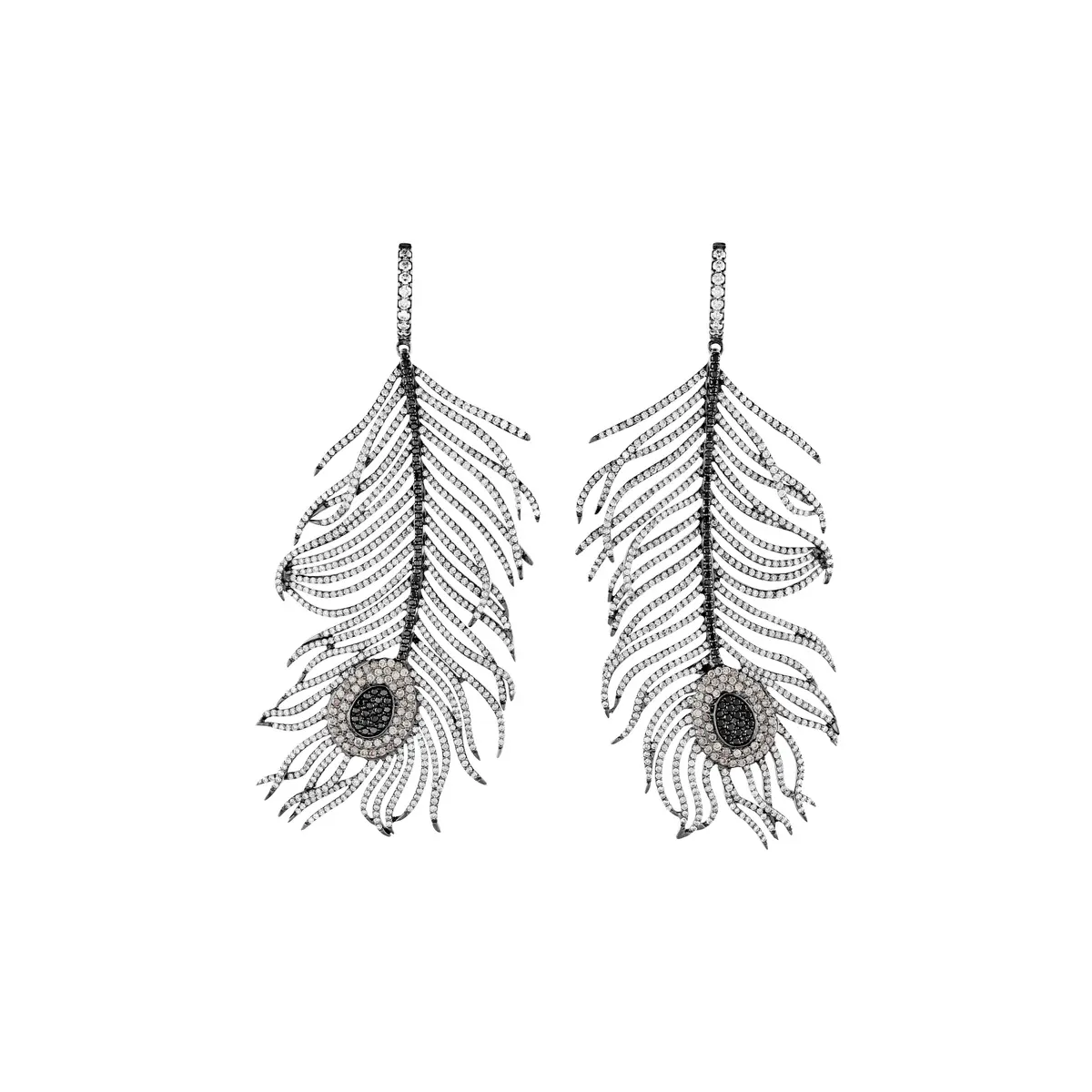 Nikos Koulis Pair of Diamond and Coloured Diamond Feather Earrings
