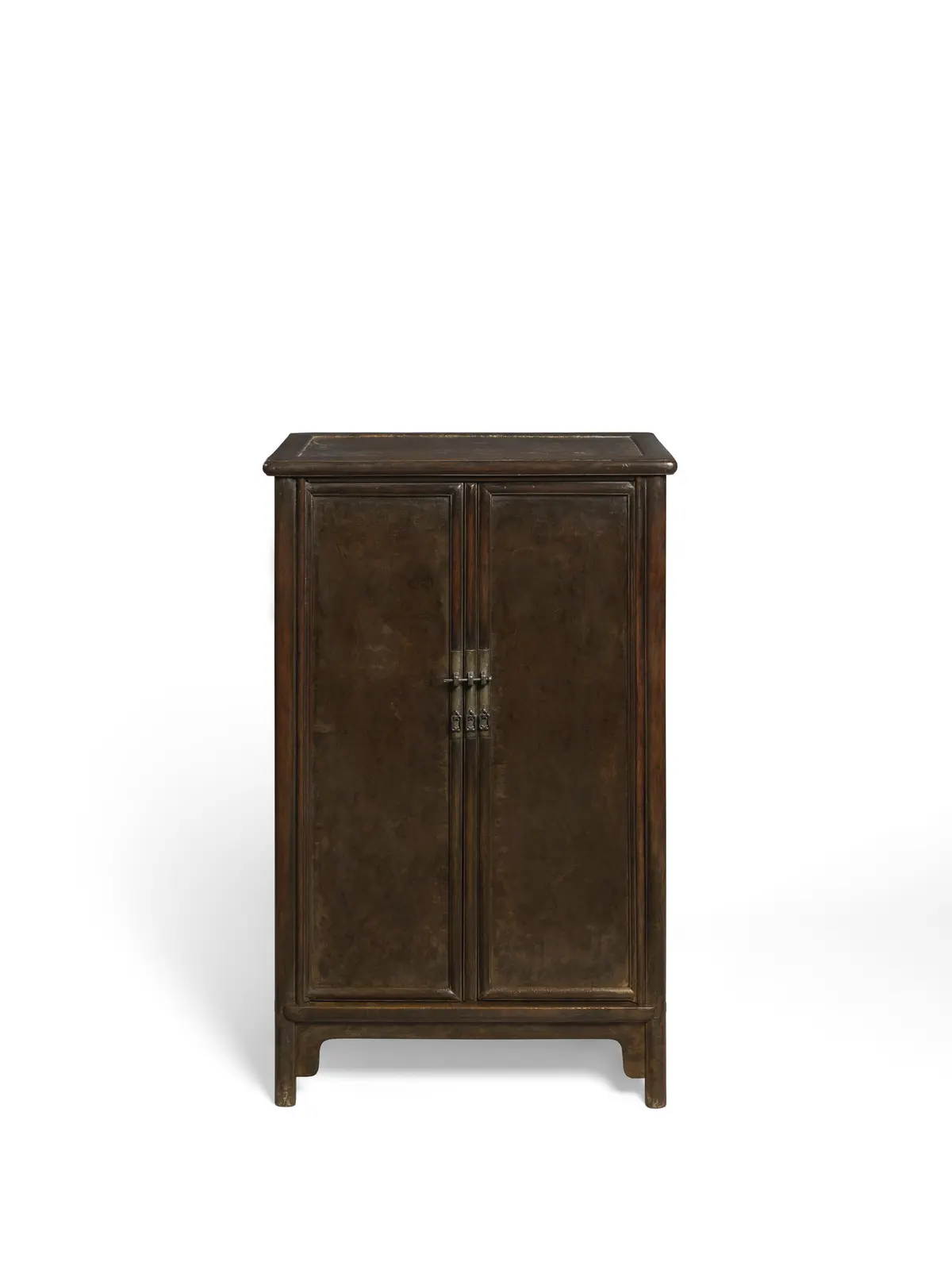 A Rare Huamu Burl and Huanghuali Sloping-Stile Cabinet