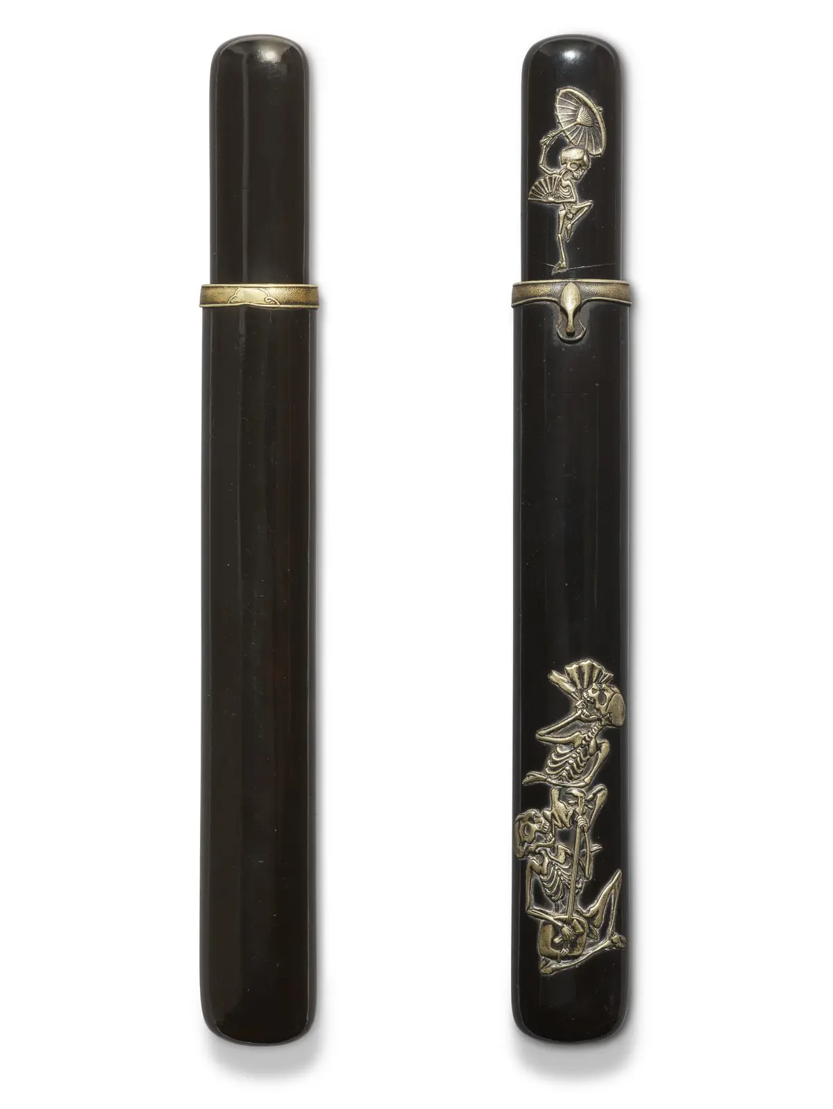 An Inlaid Black Lacquer Kiseruzutsu (Pipe Case)