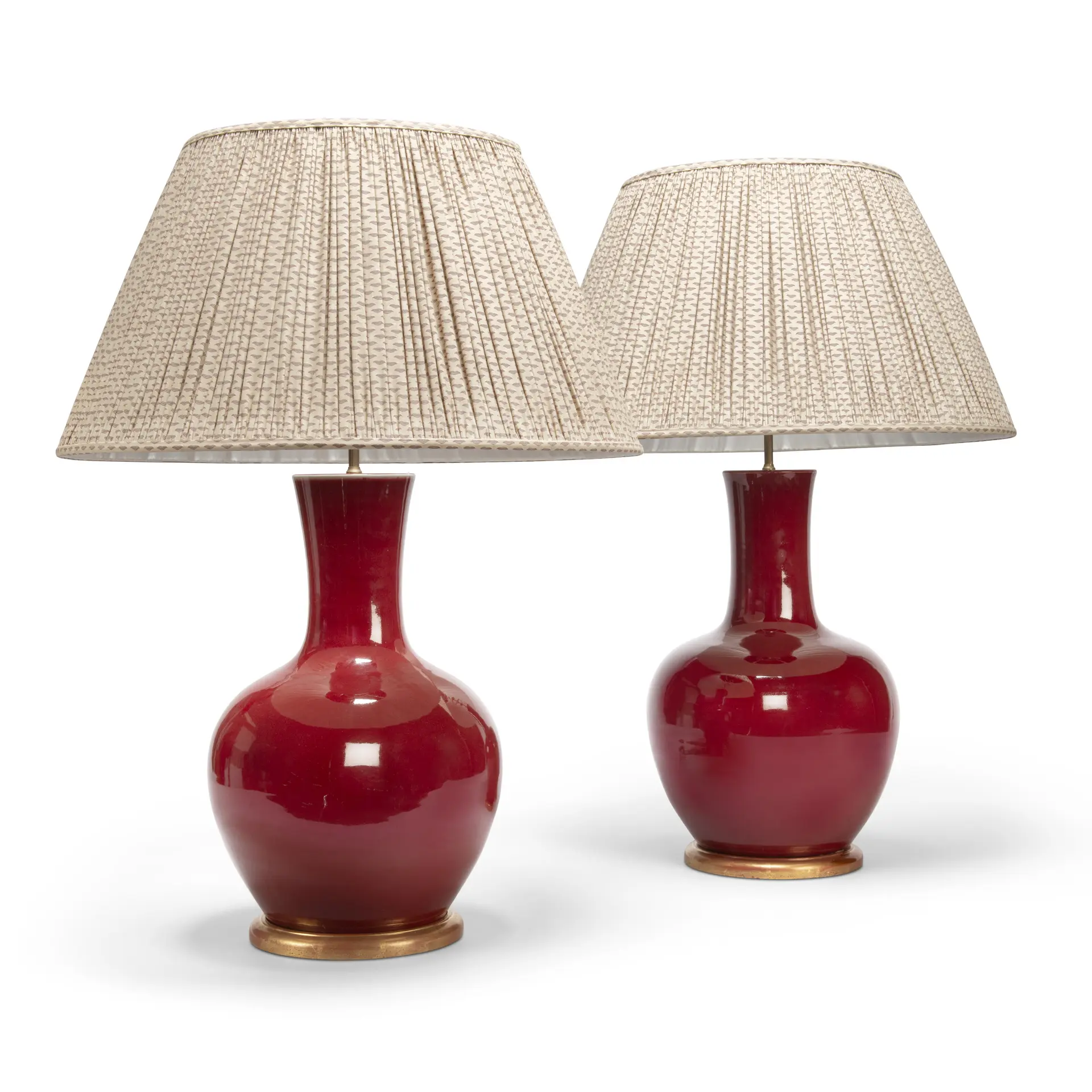 A Pair of Chinese Sang-De-Boeuf Lamps