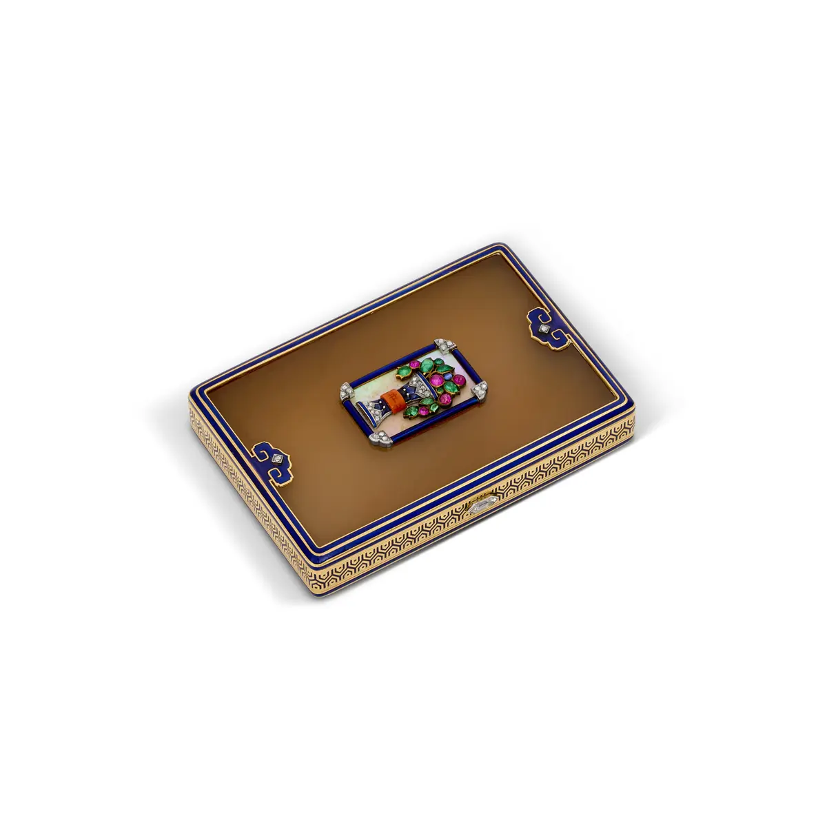 Cartier Art Deco Multi-Gem and Enamel Cigarette Case