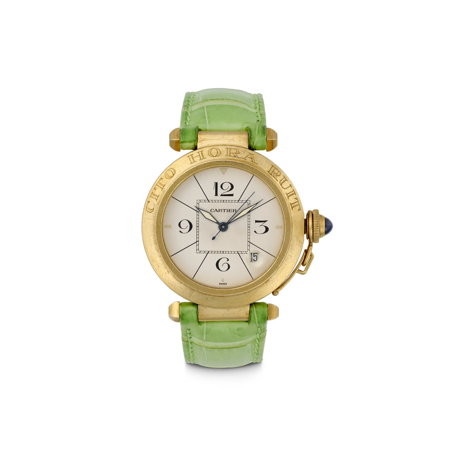 Cartier Enamel and Sapphire 'Pasha' Wristwatch