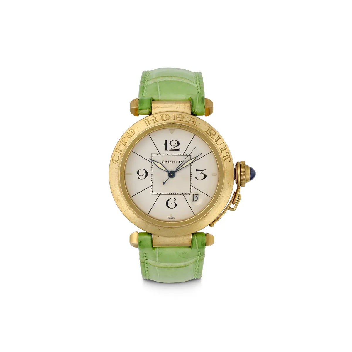 Cartier Enamel and Sapphire 'Pasha' Wristwatch
