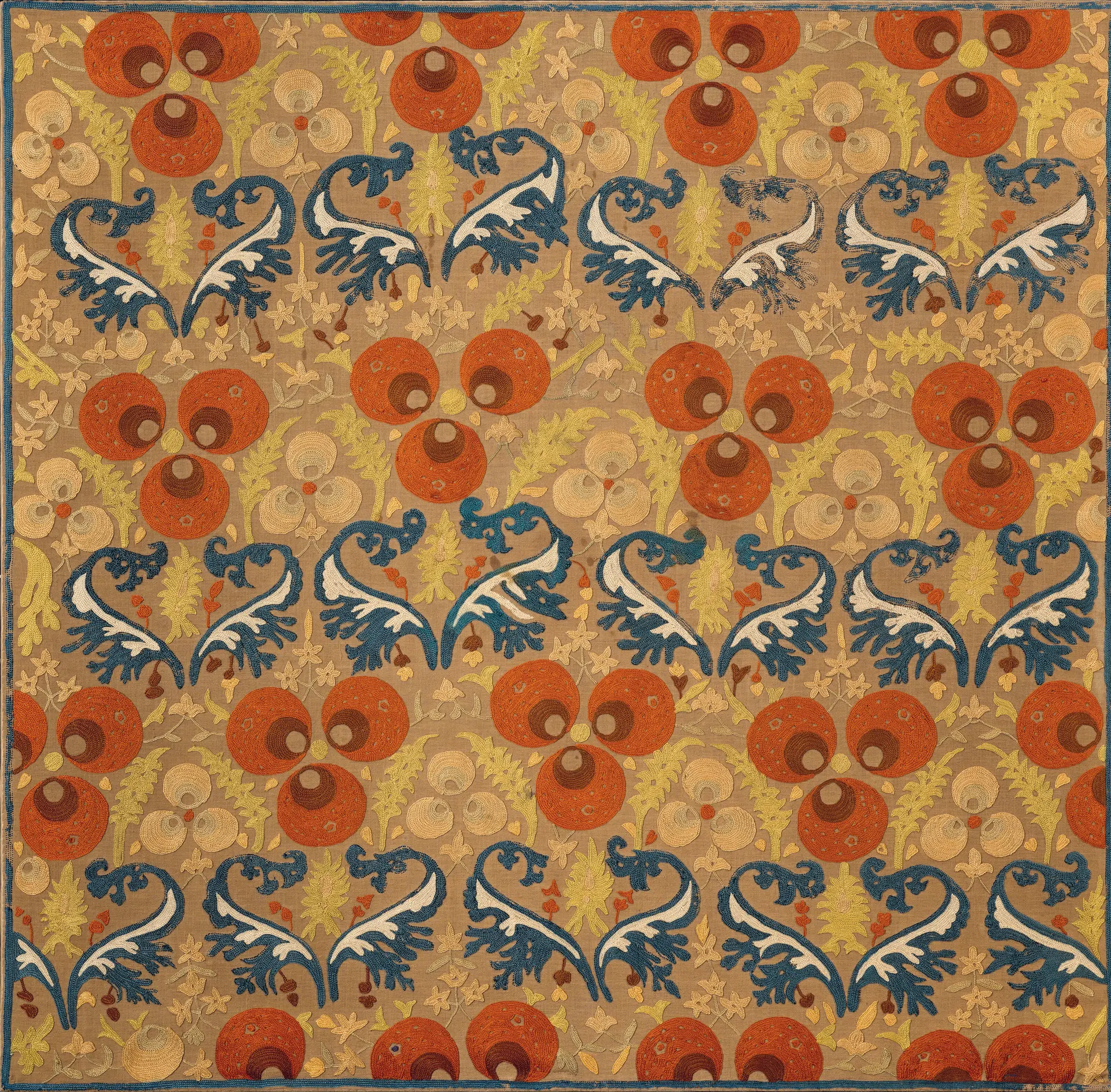 A Silk-Embroidered Linen Panel