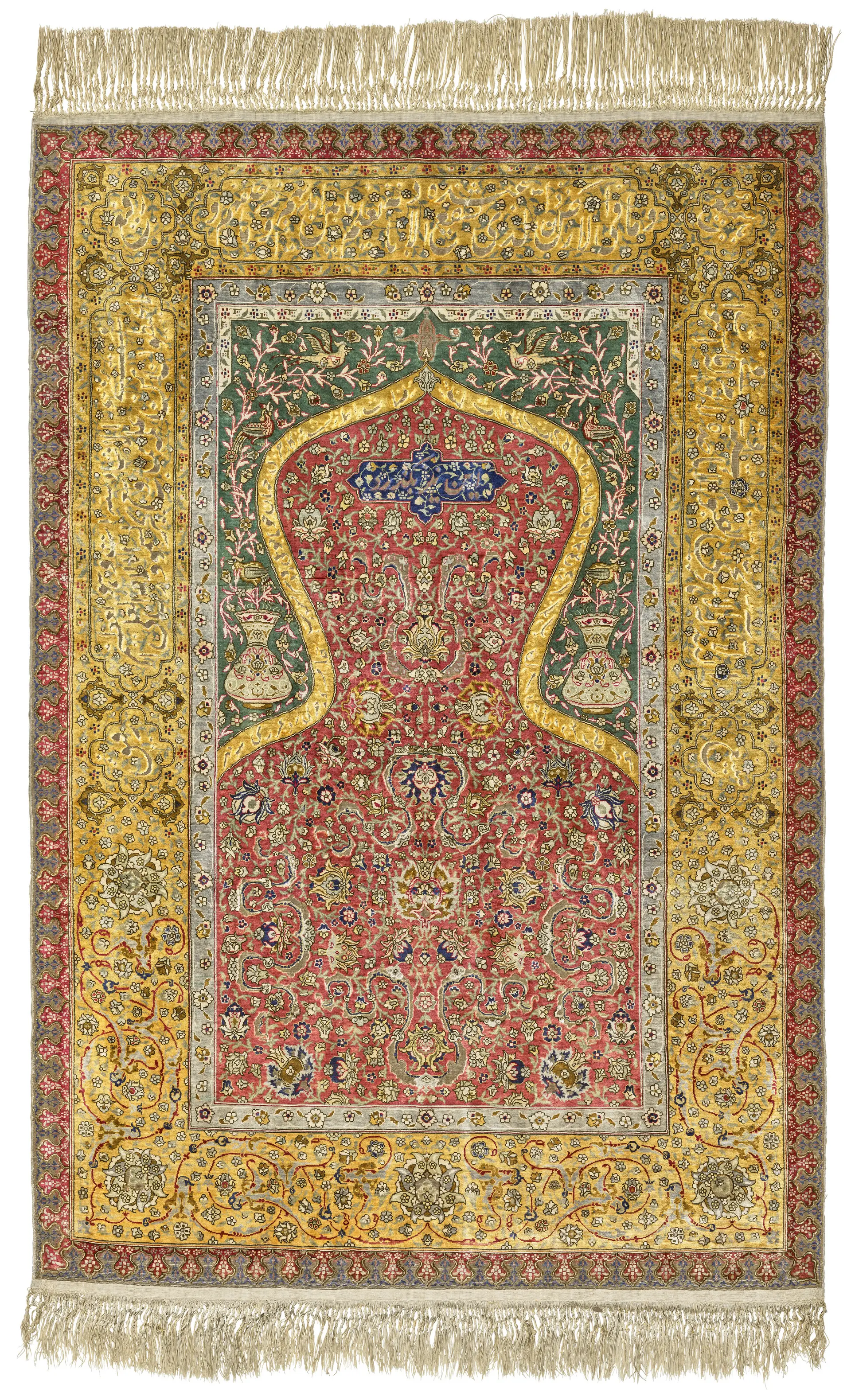 A Silk and Metal-Thread Koum Kapi Prayer Rug