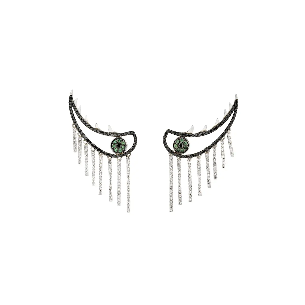 Ileana Makri Pair of Diamond, Coloured Diamond and Glass Eye Earrings
